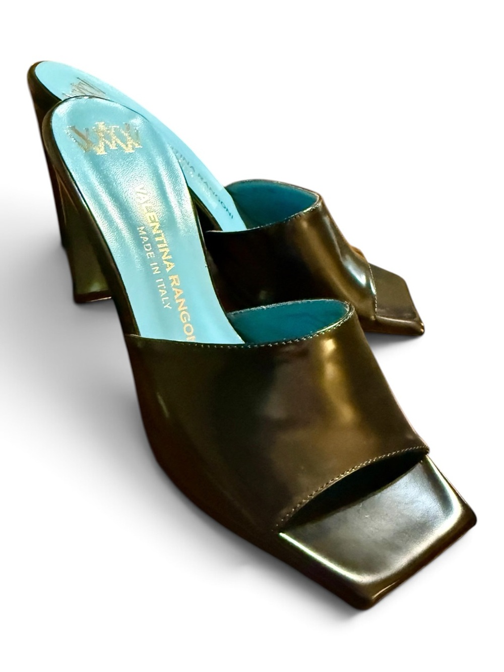 Valentina Rangoni Designer Hand Crafted Italian Leather Slides Heel Size 6.5
